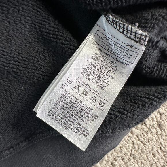 Adidas Originals Hoodie Womens S Black Cropped 3 Stripes Spellout Sweatshirt - Picture 5 of 11